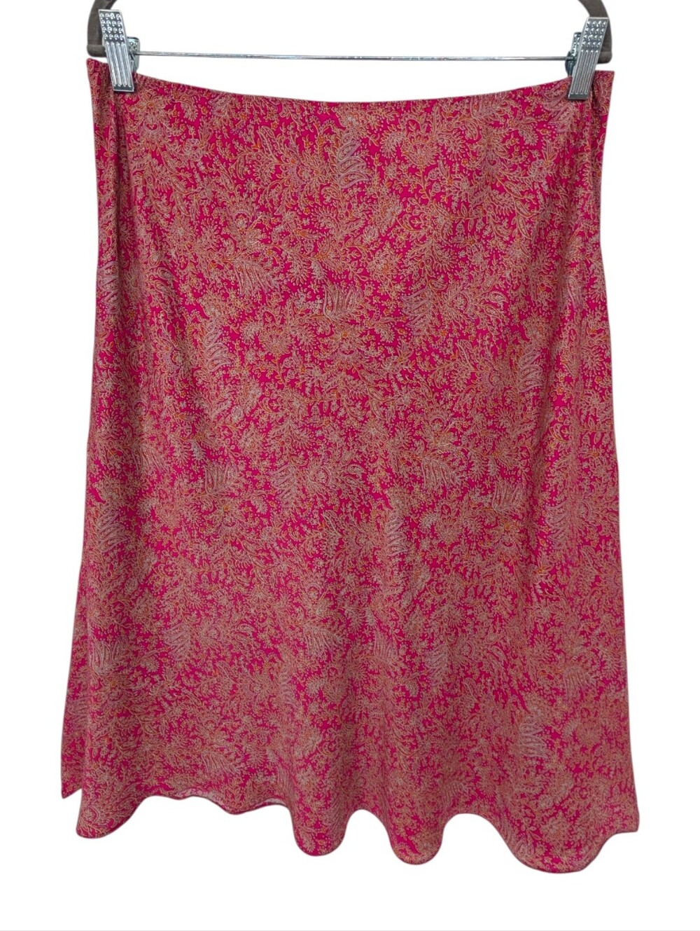 Vintage Y2K Gap Paisley A-Line Flippy Midi Skirt | Size L | Pink Summer Silk
